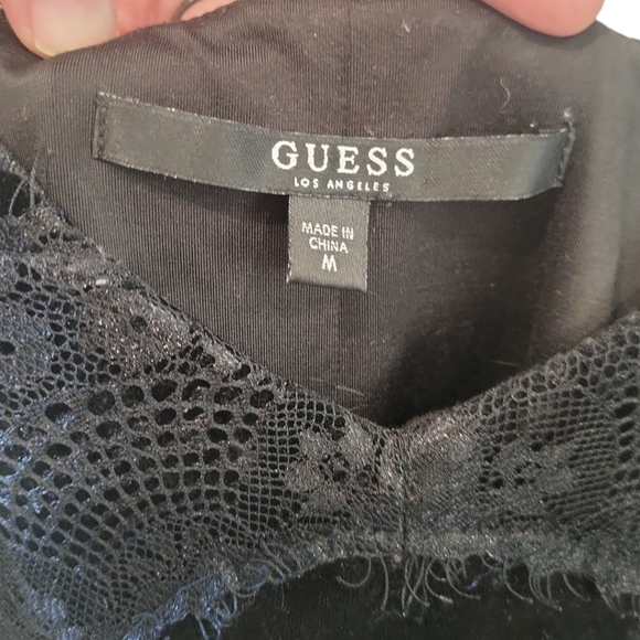 Guess velour/velvet bodycon dress mini dress square neck black night out - Picture 9 of 9